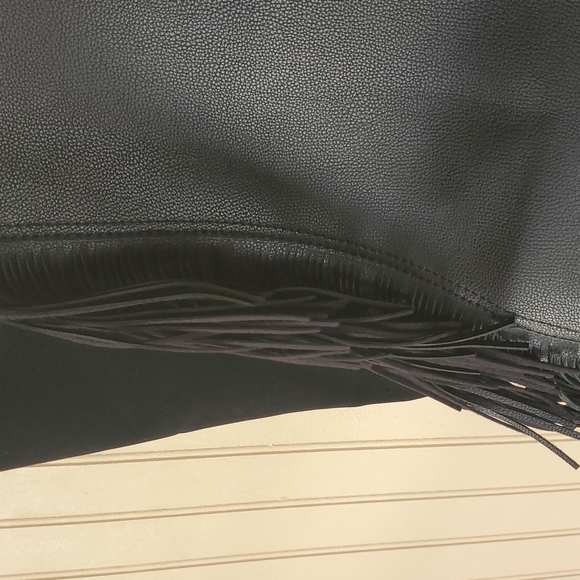 Victoria's Secret Limited Edition faux leather tote bag fringe black large - Picture 3 of 9